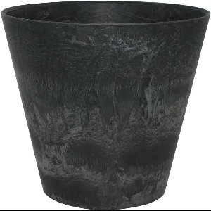 Ter Steege Plantenpot/bloempot - natuursteen look zwart - D17 x H15 cm