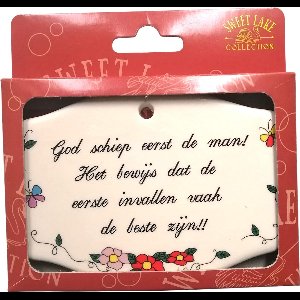 Sweet Lake Collection - Spreuktegel - God schiep eerst de man - Tegel - Magneet