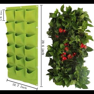 Verticale plantenzakken - verticale tuin - balkon - buiten - duurzaam vilt ECO - groen - 1x 18 vakken + 1x 9 vakken - hangende plantenzakken - Kruidentuin - Moestuin - Verticale tuin - plantjes - ademend - waterdoorlatend - eenvoudig te bevestigen