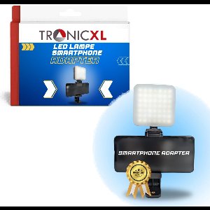 TronicXL 2-delige Smartphone statief adapter inclusief LED lamp - Foto en Video licht geschikt voor Apple iPhone, Samsung, Xiaomi en meer – Tripod bevestiging voor uw mobiele telefoon - mount flitsschoen