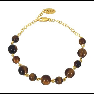 ARLIZI 2276 Armband tijgeroog kralen - verguld - 20 cm