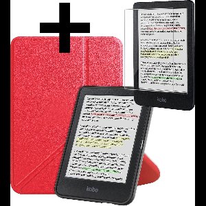 Hoesje Geschikt voor Kobo Clara Colour Hoes Bescherm Hoesje Case Sleep Cover Trifold Met Screenprotector - Hoes Geschikt voor Kobo Clara Colour Hoesje - Rood
