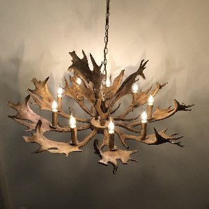 Wild’nChic - Luxe Kroonluchter Rendier Gewei - 9 Lichts - Bruin - E14 Fitting - Landelijk, Rustiek, Modern, Designlamp, Dierenlamp, Hanglamp, Plafondlamp, Woonkamer, Eetkamer, Slaapkamer
