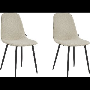 Colenis® - Milou Eetkamerstoelen - Set Van 2 - Beige - Linnen Stof - Industrieel - Stoelen