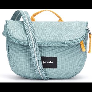 Pacsafe GO Saddle Crossbody - 3.5 L - RFID-blokkerend - Anti-diefstal Tas - Waterafstotend - Beveiligde Tas - Festival Tas - Reistas - Schoudertas - TurnNLock beveiligingshaak - Veelzijdige Opbergtas - Gerecycled Polyester - Blauw (Fresh Mint)