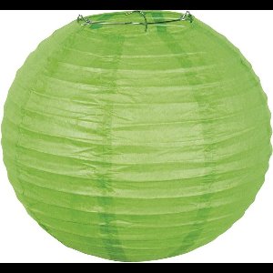 18 stuks: Papieren lampion - groen met draadstalen frame - 25cm