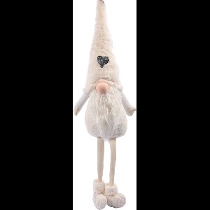 Elegante Witte Kerstkabouter 85 cm | Gnome Staand | Duurzaam Pluche | Perfect voor Binnen | Kerstdecoratie | Veilig voor Kinderen en Huisdieren | Luxe en Stabiel Ontwerp | 23x15x85 cm