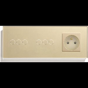 SmartinHuis - Slimme dimmer + dimmer + stopcontact - Penaarde - Goud - Kristalglas - 2 lampen