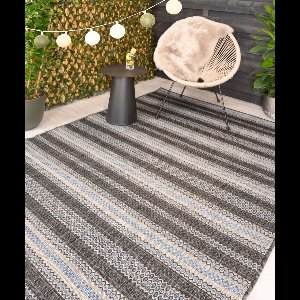 Balkonkleed strepen - Coastal Path zwart 80x250 cm