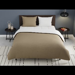Zydante Swisstech® - Dekbedovertrekset - Omkeerbaar - Taupe & Gebroken wit - 140x200/220 cm