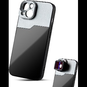 MOJOGEAR 17mm lens case voor iPhone 14 – Schroefdraad voor macrolens, telelens, anamorphic lens of DOF-adapter – Stevig hoesje – Zwart/Grijs