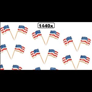 1440x Cocktailprikker wapperende vlag USA - cocktail prikker vlag  amerika usa landen kaas worst eten thema feest festival