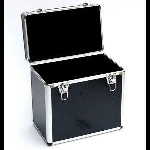 Platenkoffer voor 50 stuks LP vinyl platen afsluitbaar zwart