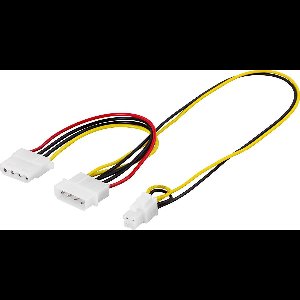 DELTACO SSI-35, 4-pin ATX12V 2 x 4-pin Zwart, Rood, Wit, Geel kabeladapter/verloopstukje