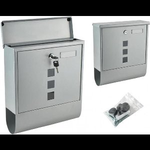 RVS Hangende Wand Brievenbus met slot - Postbus Mailbox - Krantenrol Wandbrievenbus van metaal - Zilver Kleurig