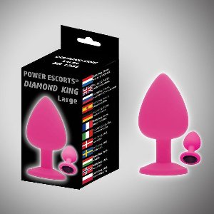 Power escorts - Diamond King Large Plug - 9,3 cm x 4,1 cm -  Roze silicone - BR133L
