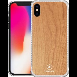 LUXWALLET® RONIN - iPhone XS / X - Silver + Cherrywood Case - Houten Hoes + Metalen Behuizing met Authentiek Kersenhout