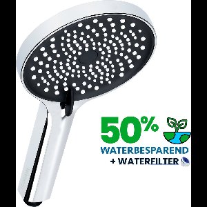 EcoRain© 50% Waterbesparende Douchekop Charly 13 CM met Waterfilter - 3 Sroeistanden - Hoge Druk - Universele Aansluiting - Anti-kalk Douchekop - 2 jaar garantie - Chroom