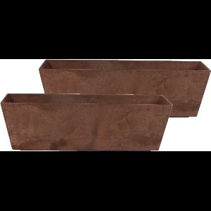 Ter Steege Plantenbak - 2x - gerecycled kunststof - bruin - 55 x 17 cm - Binnen en buiten gebruik