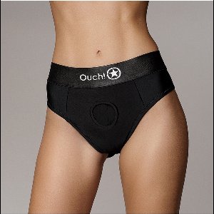 Ouch! by Shots - Vibrating Strap-on Thong with Removable Butt Straps - XS/S - Black
