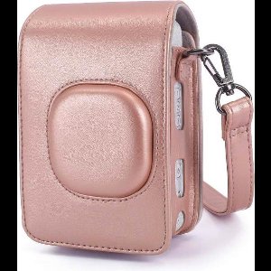 YONO Vintage Case geschikt voor Fujifilm Instax LiPlay - Leren Hoesje met Draagriem – Rose Gold