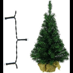 Volle kerstboom/kunstboom 75 cm inclusief warm witte verlichting op batterij - Kunstbomen/kunst kerstbomen