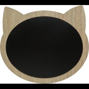 Krijtbord/memobord Poes/Katten vorm - mdf - ophangoog - 40 x 35 cm - Krijtbordje