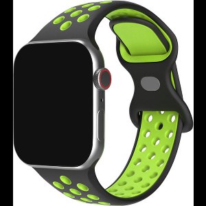 Innerlight® Sport+ - Zwart/Groen - 38mm / 40mm / 41mm - OneSize - Siliconen bandje geschikt voor Apple Watch - Geschikt als Apple Watch bandje voor Series 1/2/3/4/5/6/7/8/9/10/SE