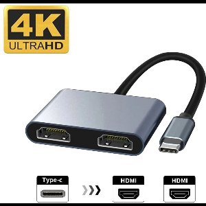 Innerlight® Connect+ USB C naar 2x HDMI Adapter - Type-C to Double HDMI converter - USB C HUB - USB C naar HDMI - Geschikt voor Apple MacBook Air en Pro - Geschikt voor Samsung - Geschikt voor Microsoft