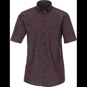 CASA MODA Sport comfort fit overhemd - korte mouw - dobby - rood geruit - Strijkvriendelijk - Boordmaat: 39 - 40