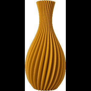 Slimprint Vaas ROSA, Okergeel, D19 x H40 cm, Spiraal Vaas met Diepe Groeven van Gerecycled Biokunststof, Ontworpen voor Droogbloemen