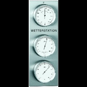 Barigo buiten (en binnen-) weerstation 306 edelstaal-modern-barometer-thermometer-hygrometer -520x180x45 mm - ENGELSE TEKST