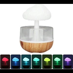 S&E Zen Regendruppel Nachtlampje en Aroma Diffuser – Essentiële Olie Verstuiver met Luchtbevochtiger en Rustgevende Watergeluiden