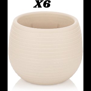 6st ronde cactus bloempotten crème 13cm met drainage UV-bestendige stekpotjes