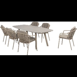 Manitoba Manolo dining tuinset 240x103xH75 cm 7 delig latte Taste 4SO