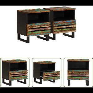 vidaXL Industrieel Design - Nachtkastjes - Nachtkastjes 2 st 40x34x46 cm massief gerecycled hout - Houten Meubilair - Recycled Hout - Slaapkamersdecoratie