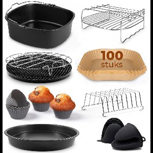 Fentic Airfryer Accessoires - Geschikt voor Airfryer XL en XXL – Met Airfryer Bakpapier (100 stuks) – ⌀ 20cm