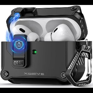 Case geschikt voor Apple AirPods Pro 2 & AirPod Pro 1 Hoesje - Waterdicht - 100% Shockproof Case - Vergrendelknop - Zwart