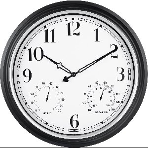 IvoQ Grote Waterdichte Retro Wandklok – 40 cm – Stijlvol & Stil – Met Temperatuur & Vochtigheid – Voor Binnen & Buiten