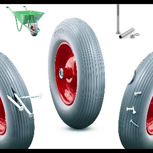 AREBOS Kruiwagenwiel - PU-materiaal - 390 mm - Kruiwagenwiel Massief - tot 200 kg