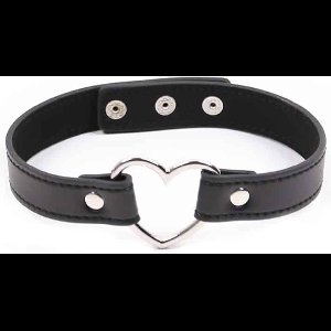 Collar with Heart Shaped Hoop Adjustable 41,5 cm Black
