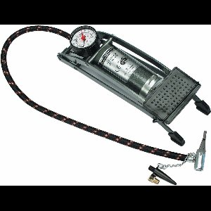 Bruder Mannesmann Voetpomp - grijs - 2 bar - 1 cilinder - manometer - 3 opzetstukken