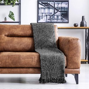 Barclay Throw, Cotton, Anthracite, 50 x 60 (127 x 152 cm)