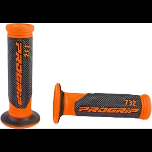 Handvat Set Zwart / Oranje (Progrip) Universeel Scooter / Schakelbrommer