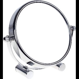 Designed Kosmetik Spiegel/Kosmetikspiegel, 360° drehbar. zweiseitig: normal und 5 - Fach Vergrößerung. Standspiegel, Rasierspiegel, Badezimmerspiegel. verchromten, KXD3104-5x