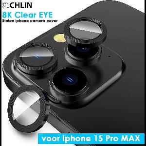 CL Chlin® 8K ClearEye iPhone 15 Pro Max Camera Lens Protector - 9H Strength - iPhone 15 Pro Max Camera Lens Cover - iPhone 15 Pro Max Bescherming - iPhone 15 Pro Max Accessoires