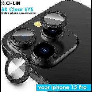 CL Chlin® 8K ClearEye iPhone 15 Pro Camera Lens Protector - 9H sterkte - iPhone 15 Pro camera lens cover - iPhone 15 Pro bescherming - iPhone 15 Pro accessoires.