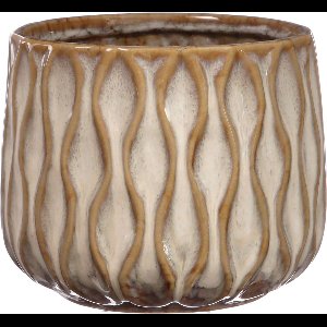 Ideas4seasons Bloempot/plantenpot - zand/beige - voor kamerplant - D15 x H12 cm