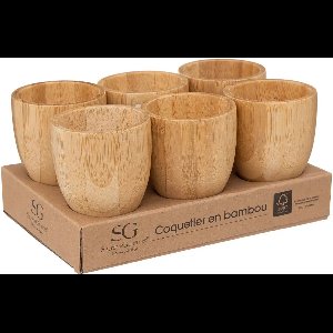 Secret de gourmet Eierdopjes bamboe - Set van 6 - H7,5 CM