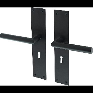 Deurkruk Lavuzo Nuoro Zwart | Deurklink op schild SL56 | Per set | Deurkruk